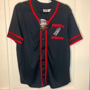 NWT Freddy Krueger Mens SzM  jersey Button down shirt A Nightmare on Elm Street